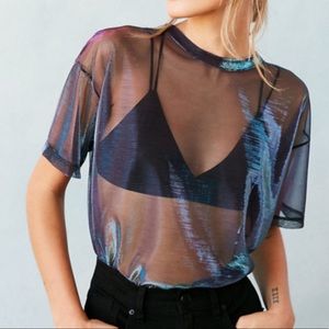 Metallic Shimmer Mesh Tee